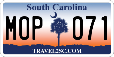 SC license plate MOP071