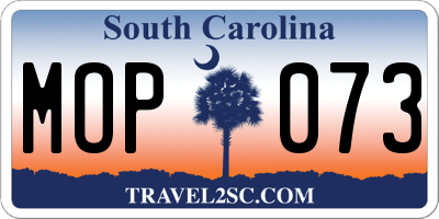 SC license plate MOP073