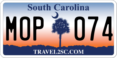 SC license plate MOP074
