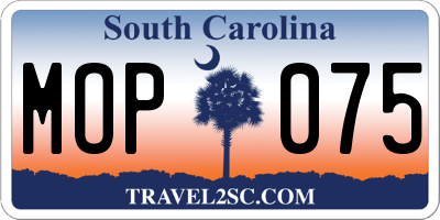 SC license plate MOP075