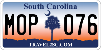 SC license plate MOP076