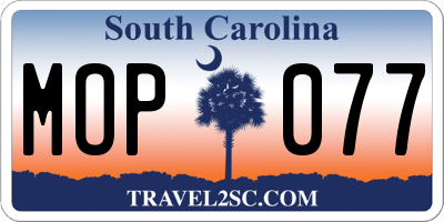 SC license plate MOP077