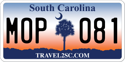 SC license plate MOP081