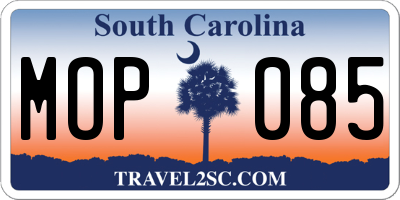 SC license plate MOP085