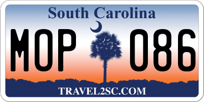 SC license plate MOP086