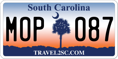 SC license plate MOP087