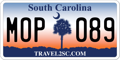 SC license plate MOP089
