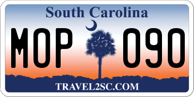SC license plate MOP090