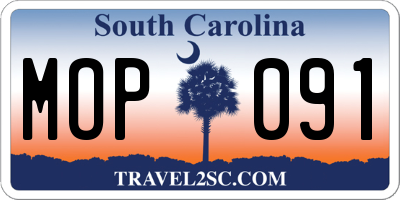 SC license plate MOP091