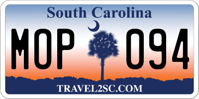 SC license plate MOP094