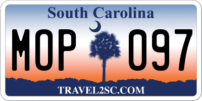 SC license plate MOP097