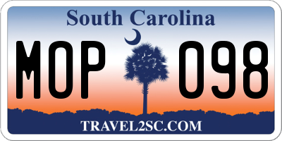 SC license plate MOP098