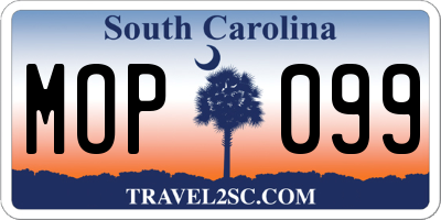 SC license plate MOP099