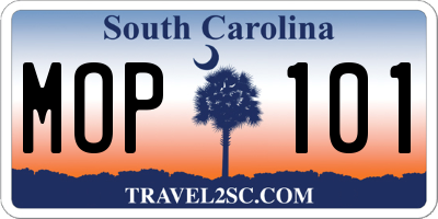 SC license plate MOP101