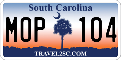 SC license plate MOP104