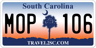 SC license plate MOP106