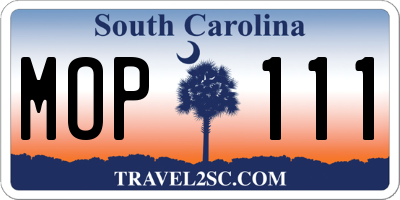 SC license plate MOP111