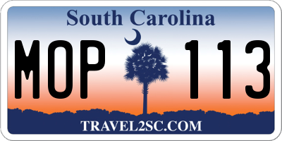 SC license plate MOP113