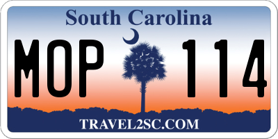 SC license plate MOP114