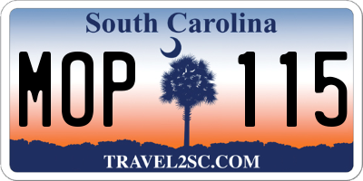 SC license plate MOP115