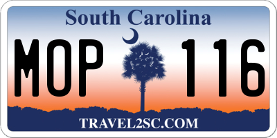 SC license plate MOP116