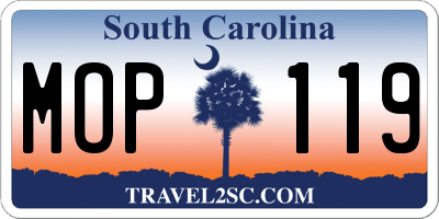 SC license plate MOP119