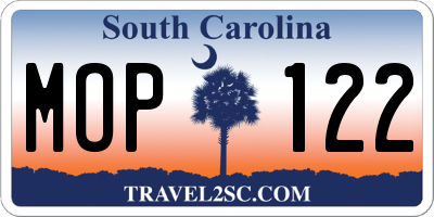 SC license plate MOP122