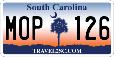 SC license plate MOP126