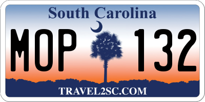 SC license plate MOP132