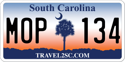 SC license plate MOP134