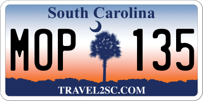 SC license plate MOP135