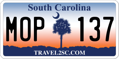SC license plate MOP137