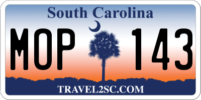 SC license plate MOP143