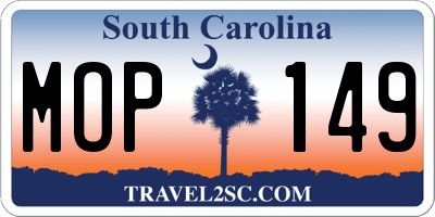 SC license plate MOP149