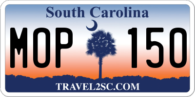 SC license plate MOP150