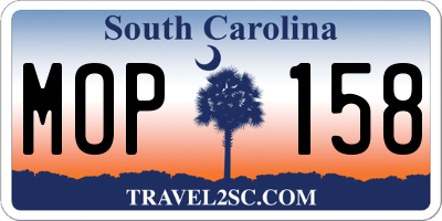 SC license plate MOP158