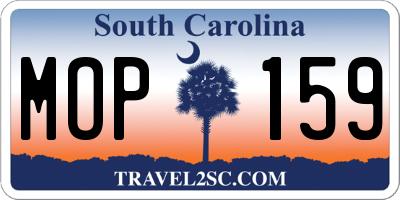 SC license plate MOP159