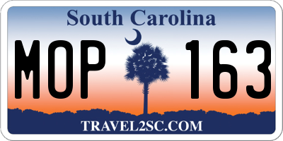 SC license plate MOP163