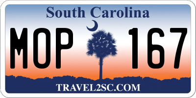 SC license plate MOP167
