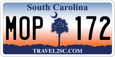 SC license plate MOP172