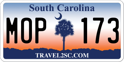 SC license plate MOP173