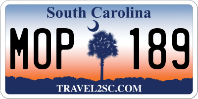 SC license plate MOP189