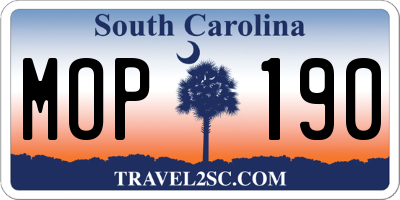 SC license plate MOP190
