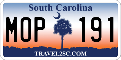 SC license plate MOP191