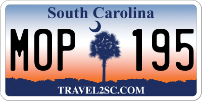 SC license plate MOP195