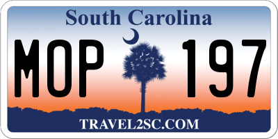 SC license plate MOP197