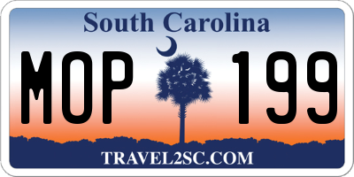 SC license plate MOP199
