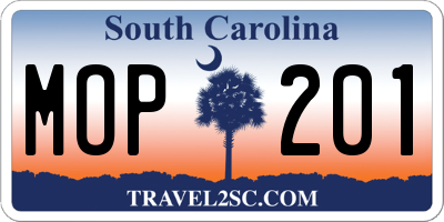 SC license plate MOP201