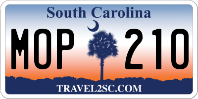SC license plate MOP210