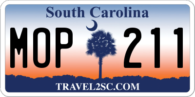 SC license plate MOP211